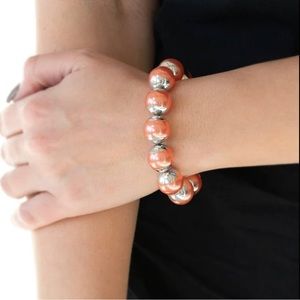 Paparazzi One Woman Show-STOPPER Orange Pearl Bracelet